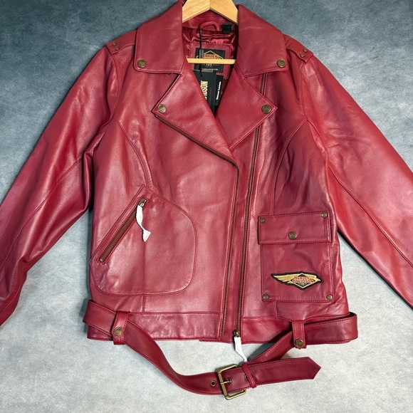 HARLEY DAVIDSON Women's Leather Biker Jacket 120th Anniversary D